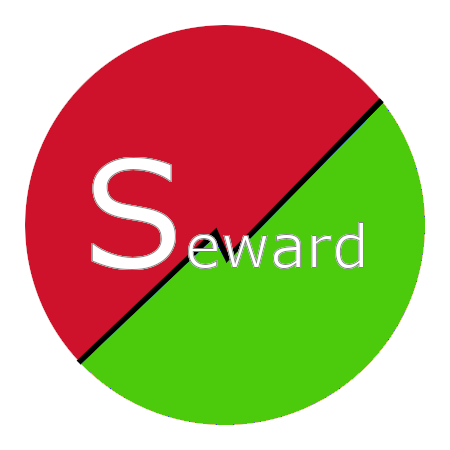 half red and half green circle with the word Seward written inside
